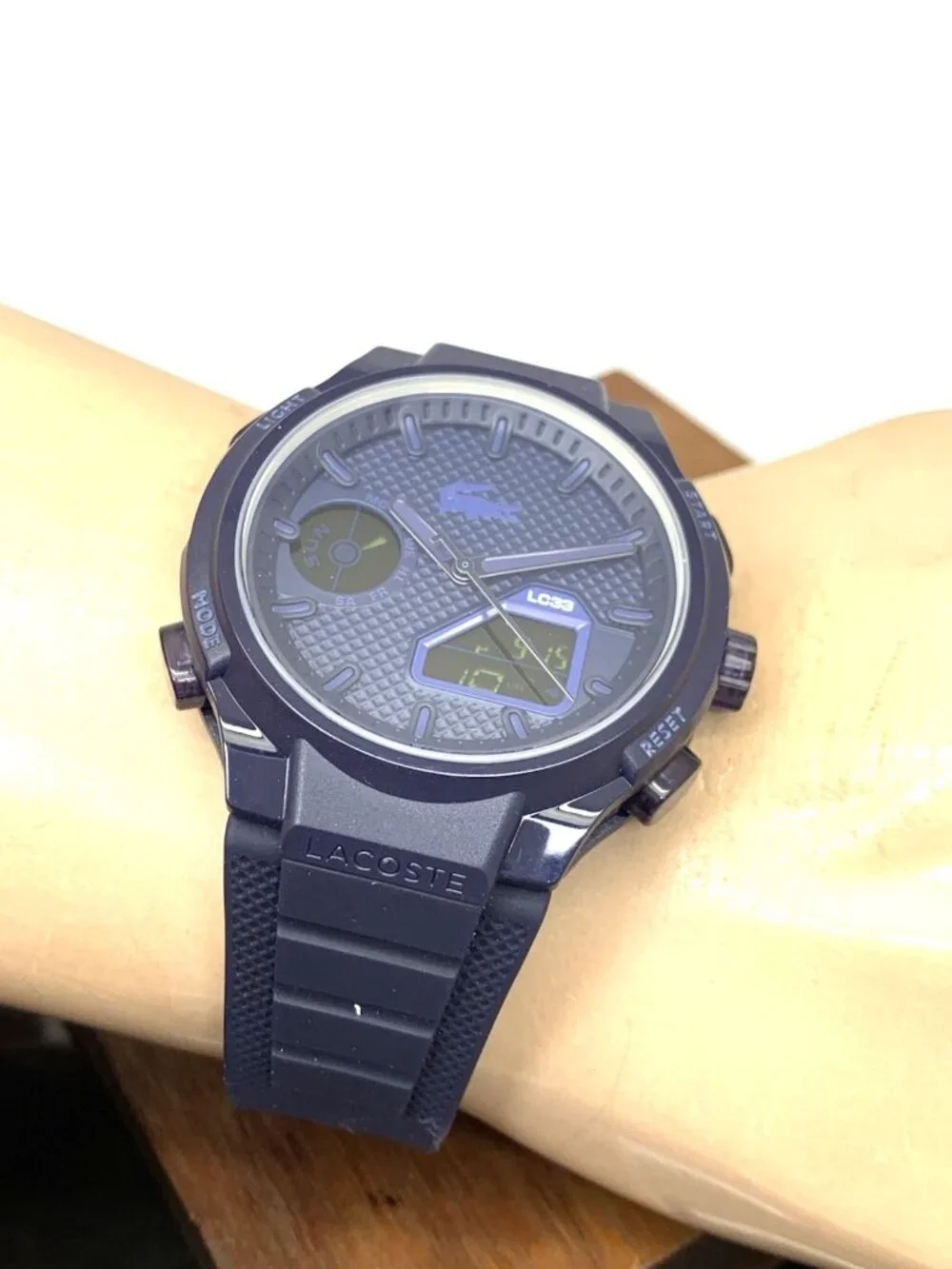 Lacoste Men's Watch 2011448 LC33 Quartz Analog Digital Blue Dial Rubber 44mm